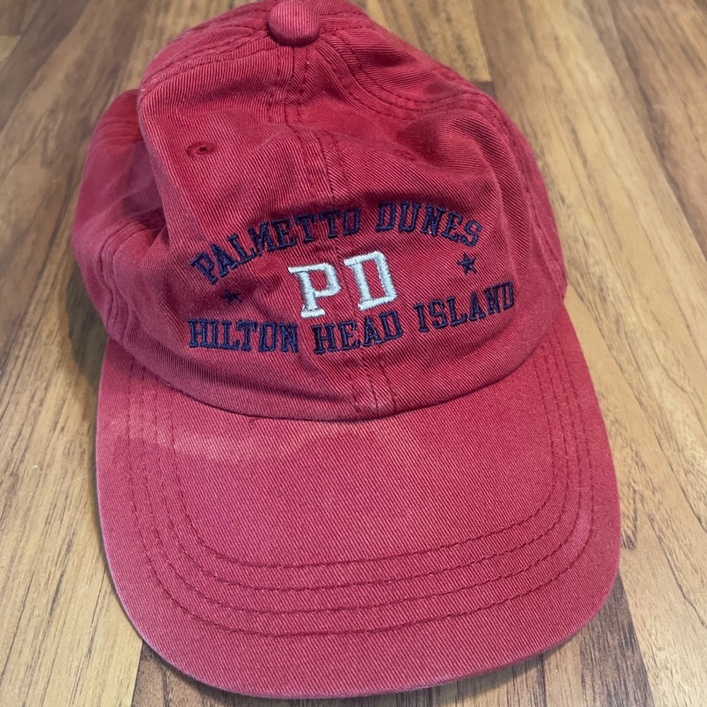 Ouray Palmetto Dunes Hilton Head Island Hat Mens Red Cotton Adjustable Dad Cap